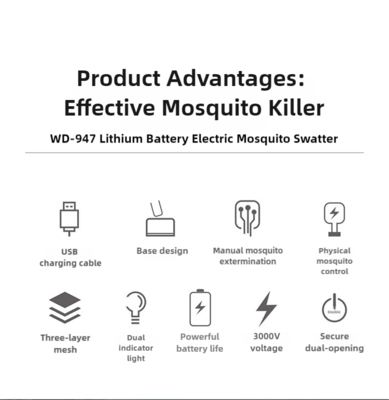 JZ UV Light 3000V High Power 2-in-1 Rechargeable Pest Control Fly Catcher Anti Mosquito Killer Lamp Mosquito Swatter supplier