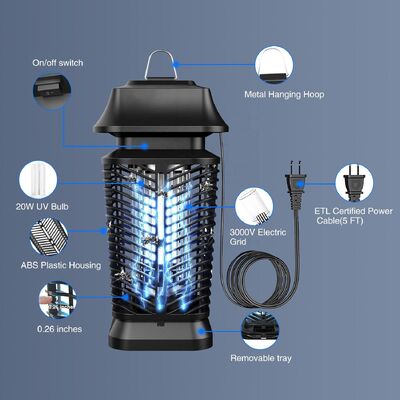 JZ 3000V Waterproof IPX4 Effective Bug Zapper Fruit Flies Bugs Anti Mosquito Killing Lamp for Outdoor Use supplier