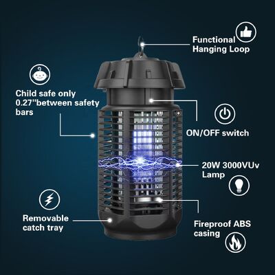 JZ 20W 3000V UV Light Child Safe Easy Clean Waterproof IPX4 Fireproof ABS Casing Fly Catcher Anti Mosquito Lamp supplier